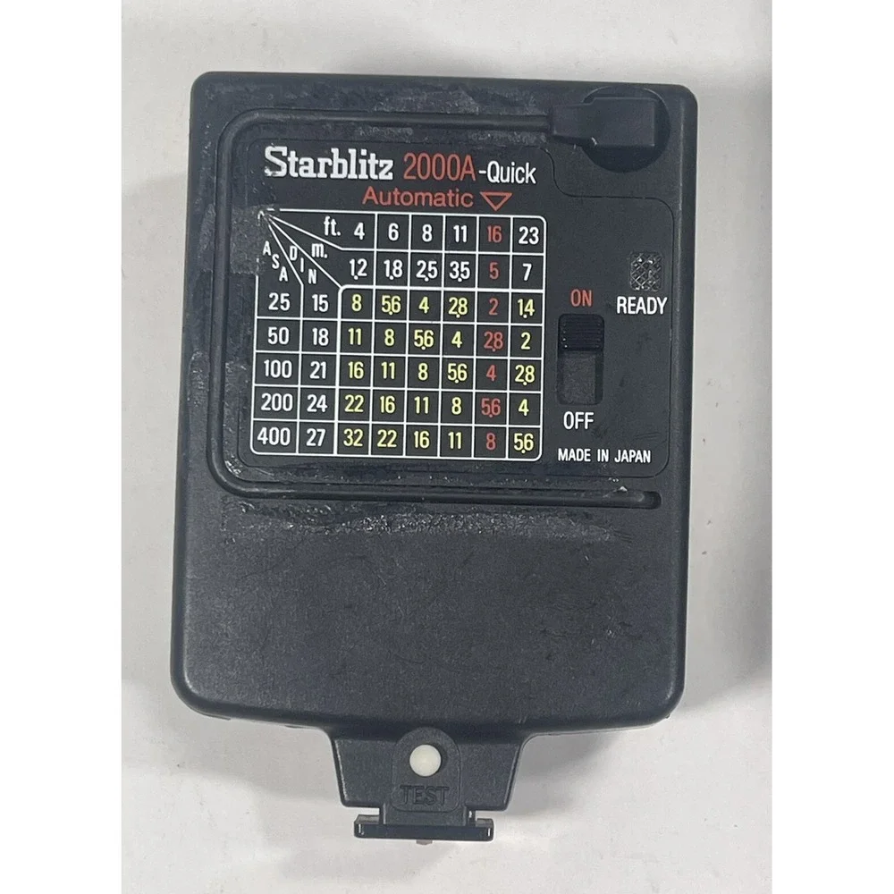 Camera Flash Starblitz 2200A-Quick, Bag, Adapter, Manual 80s Japan Vintage Retro